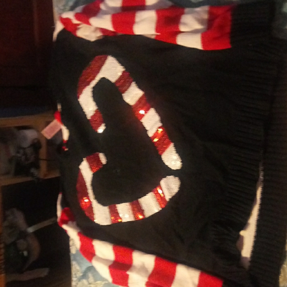 Candy cane heart christmas sweater.